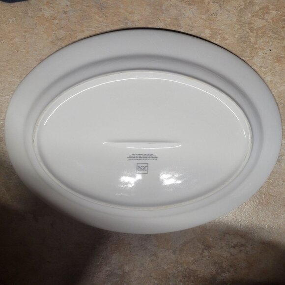 Holiday Oval Serving Platter 16" Porcelain Holly & Berry Gold Trim Christmas Des - Picture 3 of 6